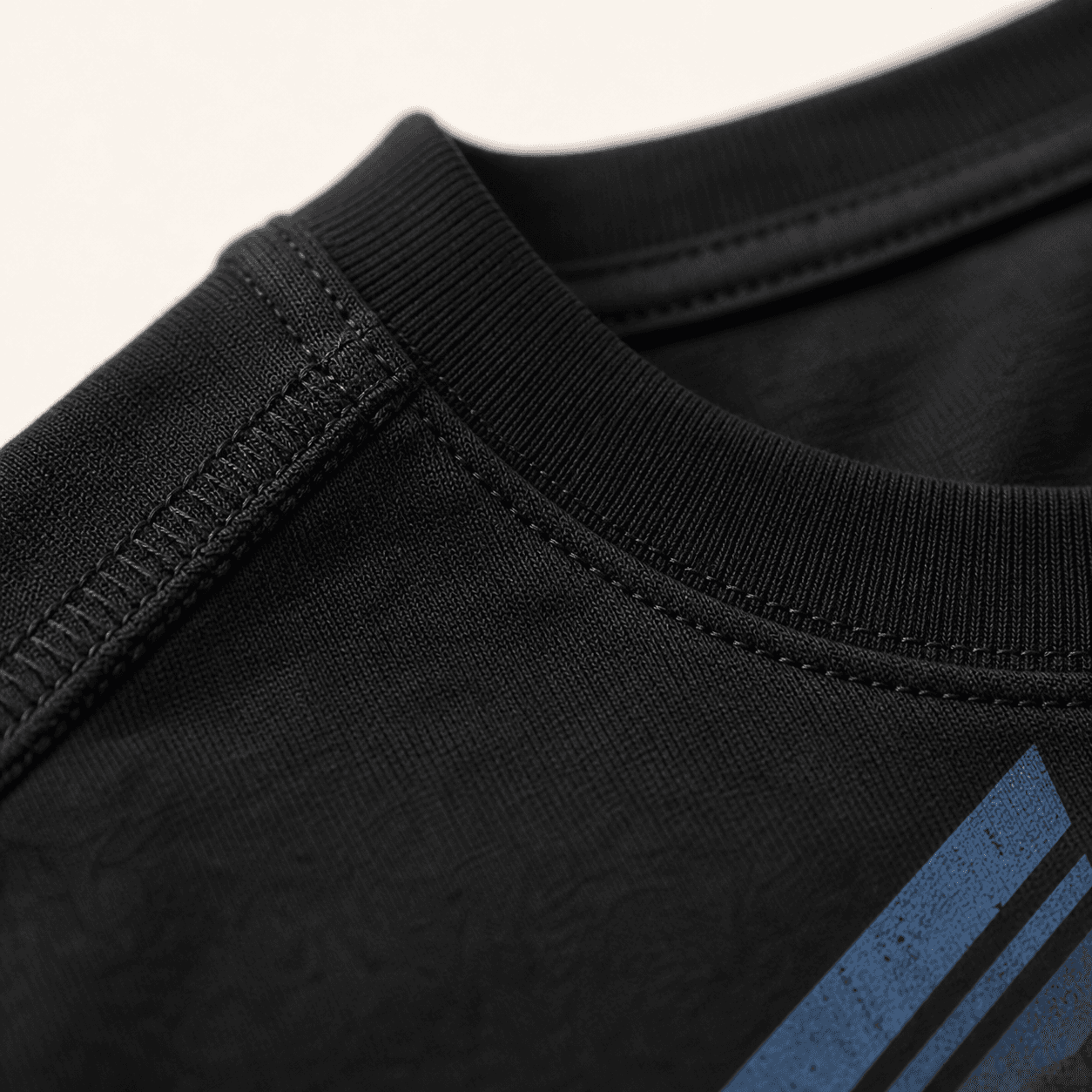Identity 92 close-up of high stitch-density t-shirt seam construction