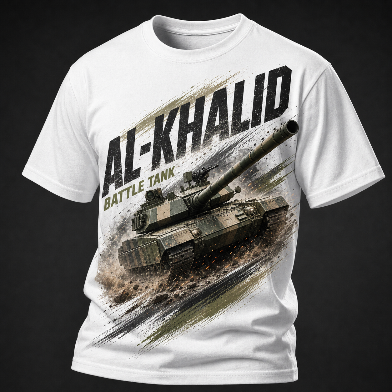 Al-Khalid Battle Tank Tee in white