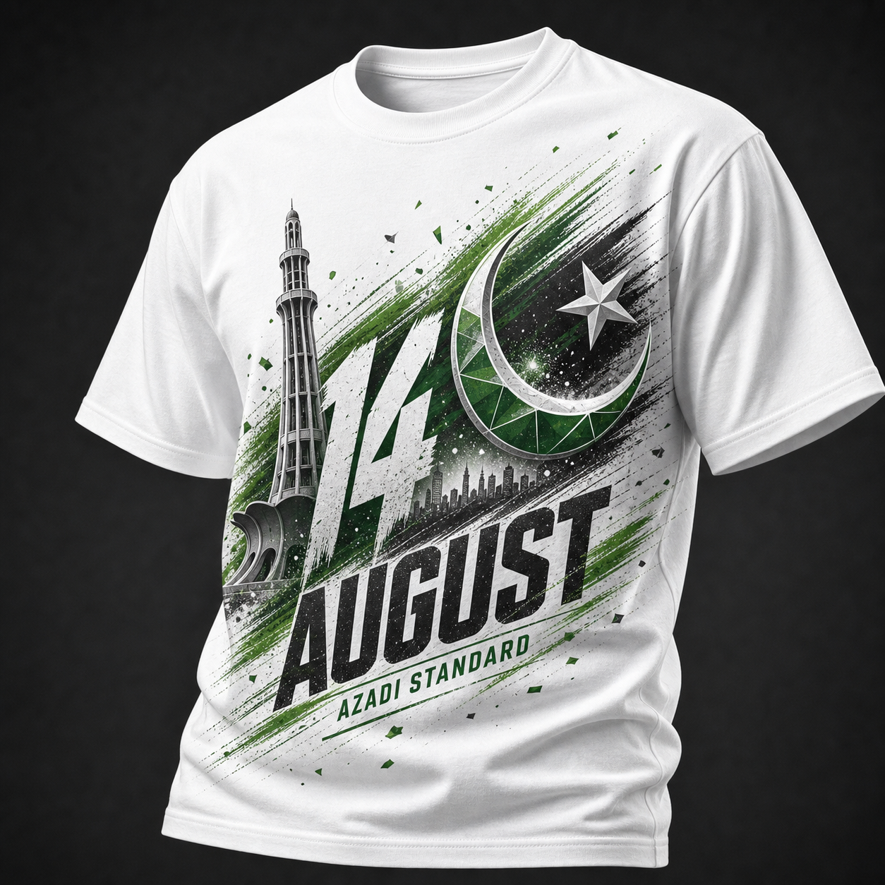 Azadi 14 August Tee in white